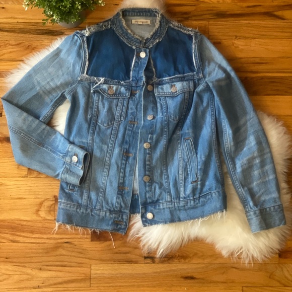 MADEWELL Blue Jean Jacket w patches and fringe (S) - Picture 4 of 4